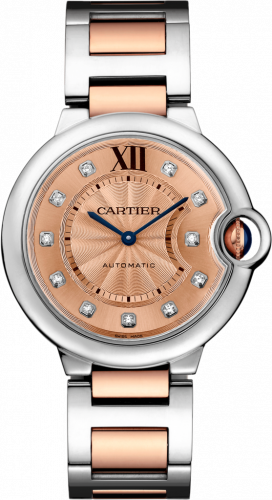 Cartier Ballon Blue de Cartier 36 Automatic Stainless Steel / Pink Gold / Champagne / Bracelet WE902054
