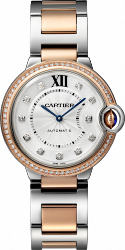 Cartier Ballon Blue de Cartier 36 Automatic Stainless Steel / Pink Gold / Diamonds / Bracelet WE902078