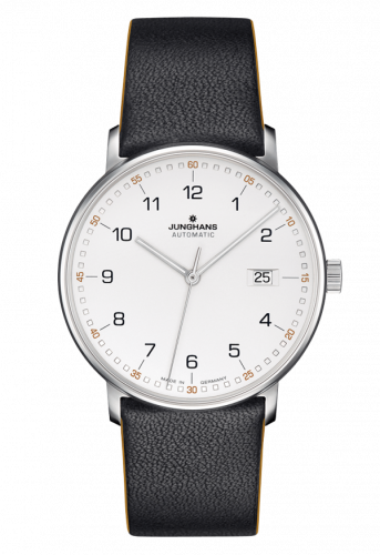 Junghans Form A Stainless Steel / White Arabic / Black Calf 027/4731.00