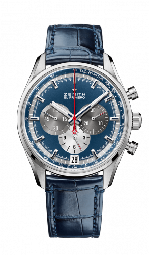 Zenith El Primero Chronomaster 42 Stainless Steel / Blue / Alligator 03.2040.400/53.C700 Zenith El Primero Chronomaster 42 Stainless Steel / Blue / Alligator 03.2040.400/53.C700