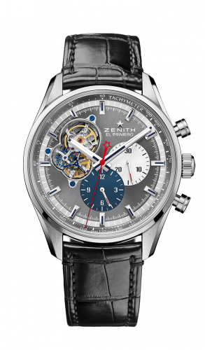 Zenith El Primero Chronomaster Open Stainless Steel / Grey 1969 / Alligator 03.2040.4061/23.C496 Zenith El Primero Chronomaster Open Stainless Steel / Grey 1969 / Alligator 03.2040.4061/23.C496