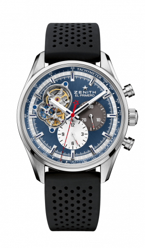 Zenith El Primero Chronomaster Open Stainless Steel / Blue 1969 / Rubber 03.2040.4061/52.R576 Zenith El Primero Chronomaster Open Stainless Steel / Blue 1969 / Rubber 03.2040.4061/52.R576