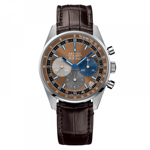 Zenith El Primero A386 Revival 50th Anniversary El Primero Stainless Steel / Tobacco / Fine Watch Club 03.F386.400/70.C807 Zenith El Primero A386 Revival 50th Anniversary El Primero Stainless Steel / Tobacco / Fine Watch Club 03.F386.400/70.C807