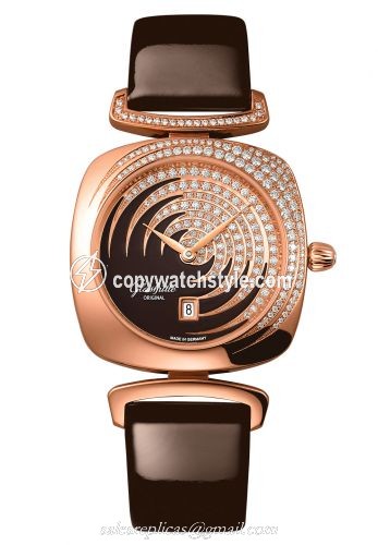 Glashutte Original Pavonina Date Red Gold / Diamond / Cold Enamel Brown / Calf 1-03-01-04-15-01 Glashutte Original Pavonina Date Red Gold / Diamond / Cold Enamel Brown / Calf 1-03-01-04-15-01