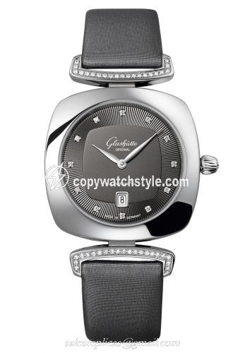 Glashutte Original Pavonina Date Stainless Steel / Diamond / Grey / Calf 1-03-01-06-12-02 Glashutte Original Pavonina Date Stainless Steel / Diamond / Grey / Calf 1-03-01-06-12-02