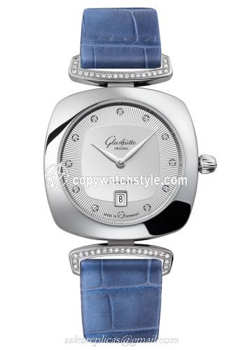 Glashutte Original Pavonina Date Stainless Steel / Diamond / Silver / Alligator 1-03-01-10-12-34 Glashutte Original Pavonina Date Stainless Steel / Diamond / Silver / Alligator 1-03-01-10-12-34