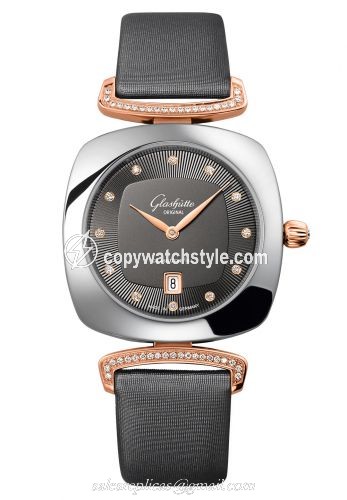 Glashutte Original Pavonina Date Stainless Steel / Red Gold / Diamond / Grey / Calf 1-03-01-25-06-02 Glashutte Original Pavonina Date Stainless Steel / Red Gold / Diamond / Grey / Calf 1-03-01-25-06-02
