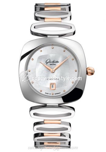 Glashutte Original Pavonina Date Stainless Steel / Red Gold / MOP / Bracelet 1-03-01-26-06-14