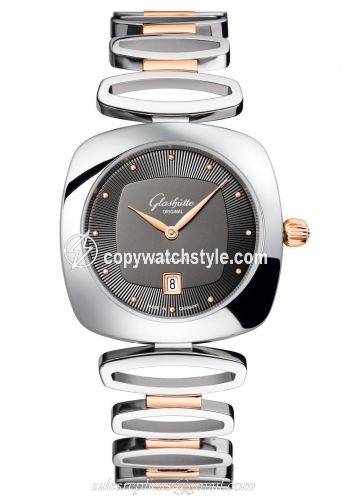 Glashutte Original Pavonina Date Stainless Steel / Red Gold / Grey / Bracelet 1-03-01-27-06-14