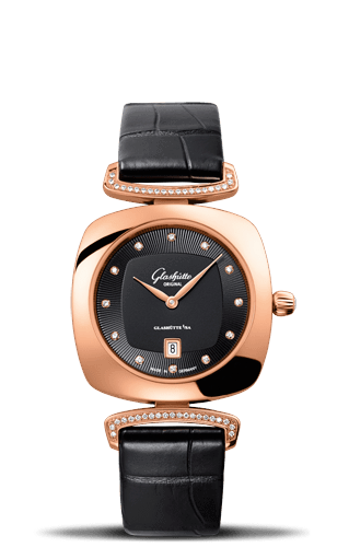 Glashutte Original Pavonina Date Red Gold / Diamond / Black / Alligator 1-03-01-28-05-02 Glashutte Original Pavonina Date Red Gold / Diamond / Black / Alligator 1-03-01-28-05-02