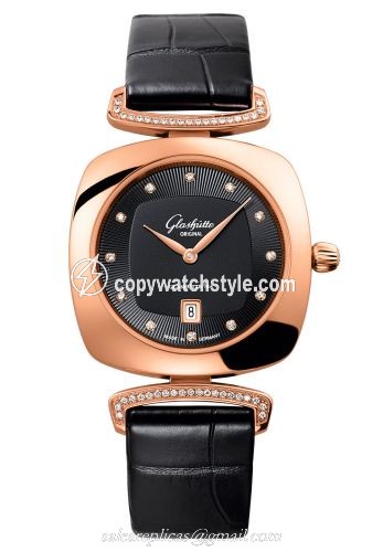 Glashutte Original Pavonina Date Red Gold / Diamond / Black / Alligator 1-03-01-28-05-30 Glashutte Original Pavonina Date Red Gold / Diamond / Black / Alligator 1-03-01-28-05-30