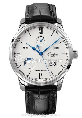 Glashutte Original Senator Excellence Perpetual Calendar Stainless Steel / Silver / Alligator / Pin 1-36-02-01-02-01 Glashutte Original Senator Excellence Perpetual Calendar Stainless Steel / Silver / Alligator / Pin 1-36-02-01-02-01