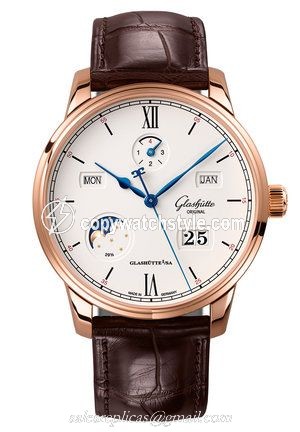 Glashutte Original Senator Excellence Perpetual Calendar Red Gold / Silver / Alligator / Folding 1-36-02-02-05-50