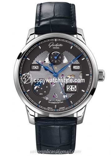 Glashutte Original Senator Excellence Perpetual Calendar White Gold / Black-Skeleton/ Alligator / Folding 1-36-02-03-04-50