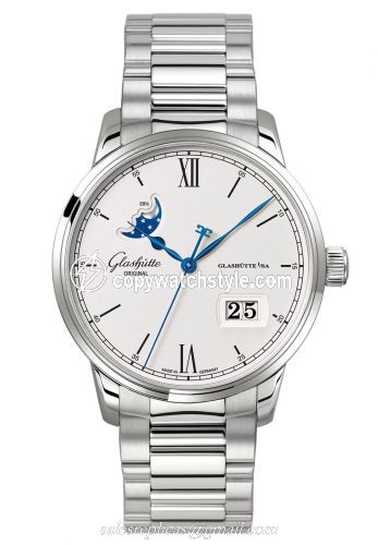 Glashutte Original Senator Excellence Panorama Date Moonphase Stainless Steel / Silver / Bracelet 1-36-04-01-02-70 Glashutte Original Senator Excellence Panorama Date Moonphase Stainless Steel / Silver / Bracelet 1-36-04-01-02-70
