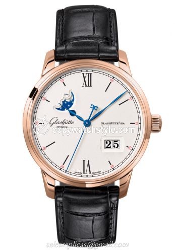 Glashutte Original Senator Excellence Panorama Date Moonphase Red Gold / Silver / Alligator / Folding 1-36-04-02-05-30 Glashutte Original Senator Excellence Panorama Date Moonphase Red Gold / Silver / Alligator / Folding 1-36-04-02-05-30
