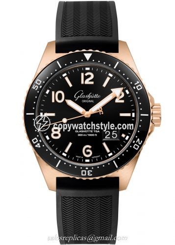 Glashutte Original SeaQ Panorama Date Red Gold / Black / Rubber / Folding 1-36-13-03-90-33