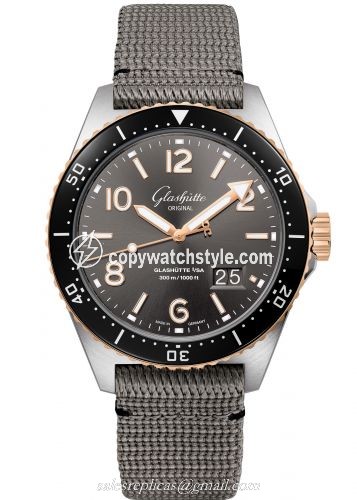 Glashutte Original SeaQ Panorama Date Stainless Steel / Red Gold / Grey / Textile / Folding 1-36-13-04-91-34 Glashutte Original SeaQ Panorama Date Stainless Steel / Red Gold / Grey / Textile / Folding 1-36-13-04-91-34