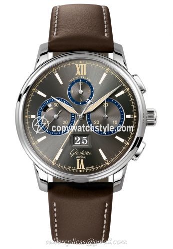 Glashutte Original Senator Chronograph Panorama Date Capital Edition Stainless Steel / Grey / Calf / Folding 1-37-01-04-02-35