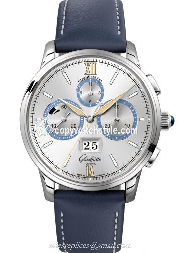 Glashutte Original Senator Chronograph Panorama Date Capital Edition Platinum / Silver / Calf / Folding 1-37-01-06-03-55