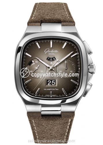 Glashutte Original Seventies Chronograph Panorama Date Grey / Nubuck / Folding 1-37-02-05-02-55