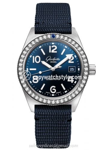 Glashutte Original SeaQ Date Stainless Steel / Diamond / Blue / Textile / Folding 1-39-11-09-82-34