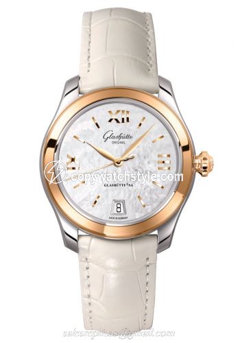 Glashutte Original Lady Serenade Stainless Steel / Rose Gold / MOP / Alligator / Pin 1-39-22-09-06-44 Glashutte Original Lady Serenade Stainless Steel / Rose Gold / MOP / Alligator / Pin 1-39-22-09-06-44