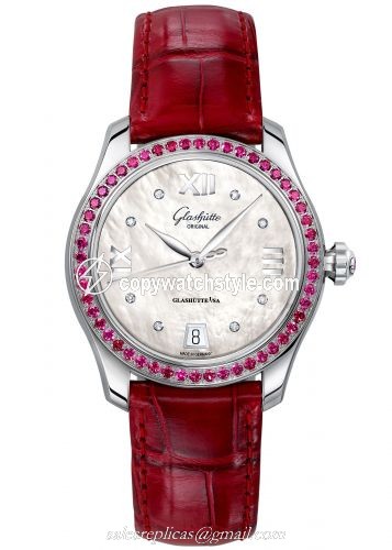 Glashutte Original Lady Serenade Stainless Steel / Ruby / MOP / Alligator / Pin 1-39-22-10-30-44 Glashutte Original Lady Serenade Stainless Steel / Ruby / MOP / Alligator / Pin 1-39-22-10-30-44