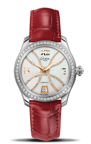 Glashutte Original Lady Serenade Stainless Steel / Diamond / MOP - Index Line / Alligator 1-39-22-14-22-44