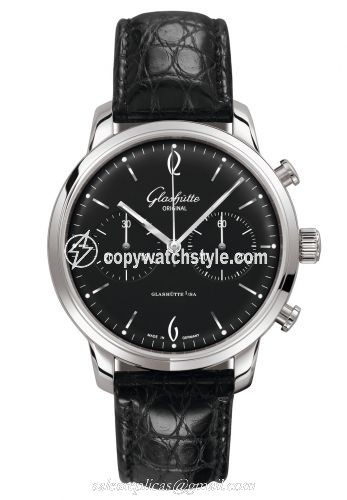 Glashutte Original Sixties Chronograph Stainless Steel / Black / Alligator / Pin 1-39-34-02-22-04 Glashutte Original Sixties Chronograph Stainless Steel / Black / Alligator / Pin 1-39-34-02-22-04