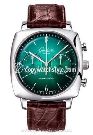 Glashutte Original Sixties Square Chronograph Stainless Steel / Forest 1-39-34-23-32-04 Glashutte Original Sixties Square Chronograph Stainless Steel / Forest 1-39-34-23-32-04