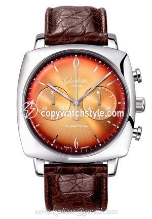 Glashutte Original Sixties Square Chronograph Stainless Steel / Tangerine 1-39-34-26-32-04