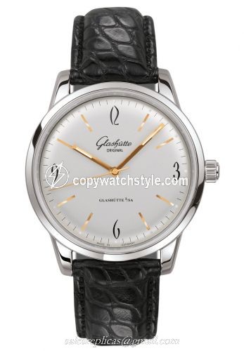 Glashutte Original Sixties Stainless Steel / Silver / Alligator / Pin 1-39-52-01-02-04 Glashutte Original Sixties Stainless Steel / Silver / Alligator / Pin 1-39-52-01-02-04