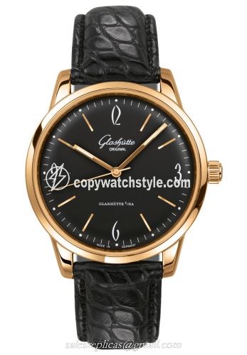 Glashutte Original Sixties Rose Gold / Black / Alligator / Pin 1-39-52-02-01-04 Glashutte Original Sixties Rose Gold / Black / Alligator / Pin 1-39-52-02-01-04