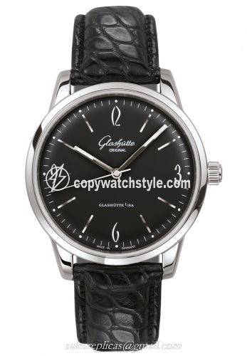 Glashutte Original Sixties Stainless Steel / Black / Alligator / Pin 1-39-52-04-02-04 Glashutte Original Sixties Stainless Steel / Black / Alligator / Pin 1-39-52-04-02-04