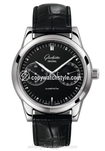 Glashutte Original Senator Hand Date Stainless Steel / Black / Alligator / Pin 1-39-58-01-02-04 Glashutte Original Senator Hand Date Stainless Steel / Black / Alligator / Pin 1-39-58-01-02-04