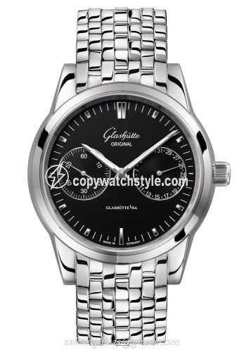 Glashutte Original Senator Hand Date Stainless Steel / Black / Bracelet 1-39-58-01-02-14 Glashutte Original Senator Hand Date Stainless Steel / Black / Bracelet 1-39-58-01-02-14