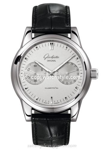 Glashutte Original Senator Hand Date Stainless Steel / Silver Alligator / Pin 1-39-58-02-02-04 Glashutte Original Senator Hand Date Stainless Steel / Silver Alligator / Pin 1-39-58-02-02-04
