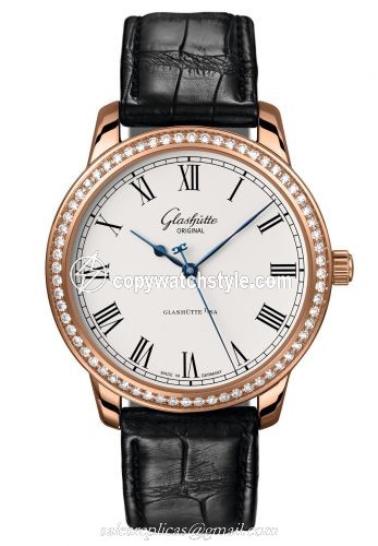 Glashutte Original Senator Automatic Red Gold / Diamond / Silver / Alligator / Pin 1-39-59-01-15-04 Glashutte Original Senator Automatic Red Gold / Diamond / Silver / Alligator / Pin 1-39-59-01-15-04