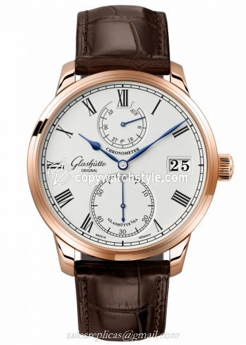 Glashutte Original Senator Chronometer Red Gold / Silver / Alligator / Folding 1-58-01-02-05-50 Glashutte Original Senator Chronometer Red Gold / Silver / Alligator / Folding 1-58-01-02-05-50