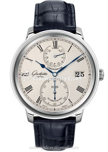 Glashutte Original Senator Chronometer White Gold / Silver / Alligator / Folding 1-58-03-01-04-30 Glashutte Original Senator Chronometer White Gold / Silver / Alligator / Folding 1-58-03-01-04-30