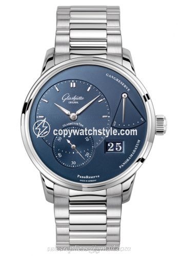 Glashutte Original PanoReserve Stainless Steel / Blue / Bracelet 1-65-01-12-26-70