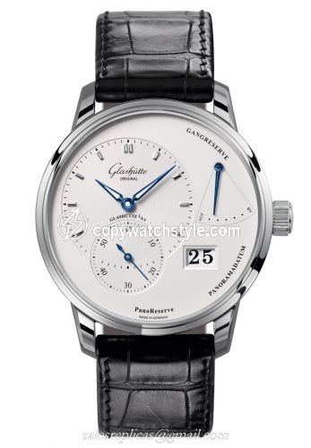 Glashutte Original PanoReserve Stainless Steel / Silver / Alligator / Folding 1-65-01-22-12-50 Glashutte Original PanoReserve Stainless Steel / Silver / Alligator / Folding 1-65-01-22-12-50