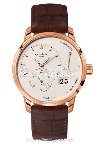 Glashutte Original PanoReserve Red Gold / Silver / Alligator / Folding 1-65-01-25-15-51