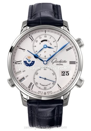 Glashutte Original Senator Cosmopolite White Gold / Silver / Alligator / Pin 1-89-02-01-04-01 Glashutte Original Senator Cosmopolite White Gold / Silver / Alligator / Pin 1-89-02-01-04-01