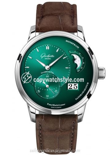 Glashutte Original PanoMatic Lunar Stainless Steel / Green / Alligator / Pin 1-90-02-13-32-02 Glashutte Original PanoMatic Lunar Stainless Steel / Green / Alligator / Pin 1-90-02-13-32-02
