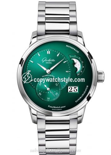Glashutte Original PanoMatic Lunar Stainless Steel / Green / Bracelet 1-90-02-13-32-70