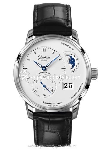 Glashutte Original PanoMatic Lunar Stainless Steel / Silver / Alligator / Folding 1-90-02-42-32-05 Glashutte Original PanoMatic Lunar Stainless Steel / Silver / Alligator / Folding 1-90-02-42-32-05