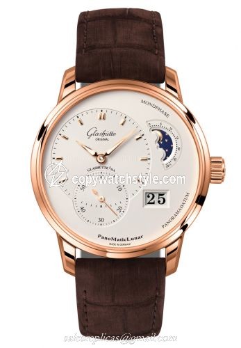 Glashutte Original PanoMatic Lunar Red Gold / Silver / Alligator / Pin 1-90-02-45-35-02 Glashutte Original PanoMatic Lunar Red Gold / Silver / Alligator / Pin 1-90-02-45-35-02
