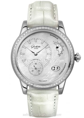 Glashutte Original PanoMatic Luna Stainless Steel / Diamond / MOP / Alligator / Pin 1-90-12-01-12-01 Glashutte Original PanoMatic Luna Stainless Steel / Diamond / MOP / Alligator / Pin 1-90-12-01-12-01
